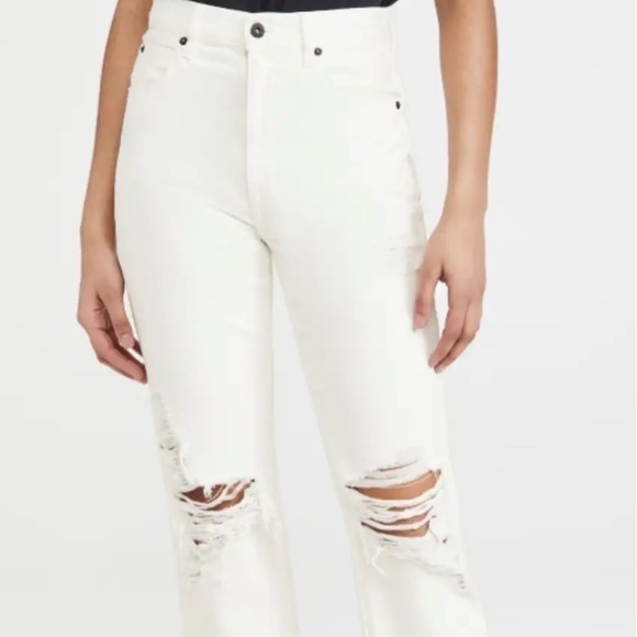 SLVRLAKE London White Destructed Jeans 28 Straight Leg 100% Cotton USA $289 - Picture 13 of 15